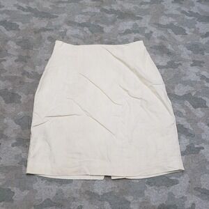 Vintage Harris Wallace Skirt Womens 8 Beige Linen